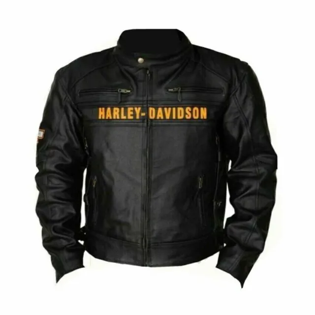 Men's Harley Davidson Motorcycle Vintage Biker Real Leather Jacket