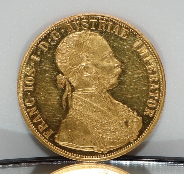 24Kt Solid Yellow Gold 1915 Austrian 4 Ducat Coin Uncirculated Uncertified 13.9G