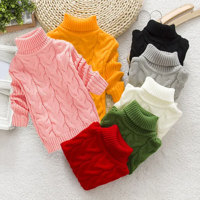 Toddler Boys Girls Children's Winter Sweater Solid Color Turtleneck Knitted Top