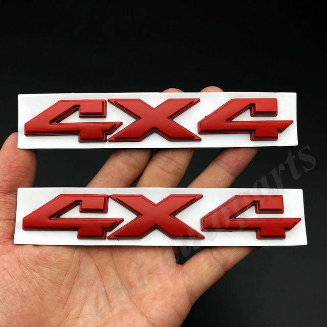2pcs Metal Red 4X4 Trunk Rear Emblem Badge Decal Sticker Turbo V6 Sport 4WD
