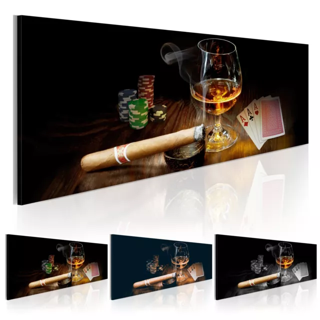 ZIGARRE POKER KARTEN WHISKEY Wandbilder xxl Bilder Vlies Leinwand i-B-0003-b-b