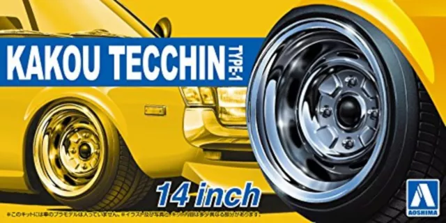 Aoshima 53232 Tuned Parts 30 1/24 Kakou Tecchin Type 1 14 inch Tire & Wheel Set