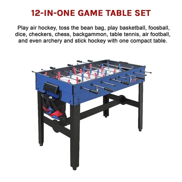 4FT 12-in-1 Combo Games Tables Foosball Soccer Basketball Hockey Pool Table
