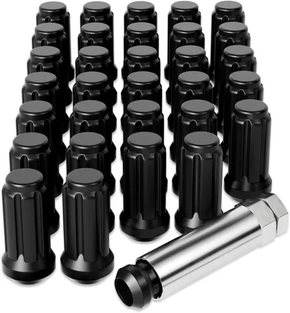 OMT 9/16-18 Wheel Lug Nuts 32 Pack, Black 9/16 X 18 Trim Lug Nuts 2 Inches Tall