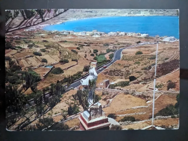 Mellieha Bay, Panorama w/ Mellieha Bay Hotel, Malta GC - c1965, Rough Edges