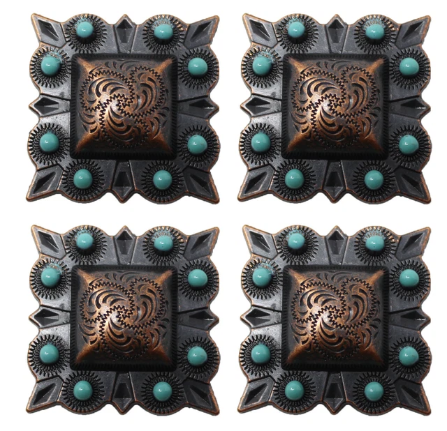 4 sillas de montar de caballo de estrás Conchos brida de rodeo occidental baya CO64