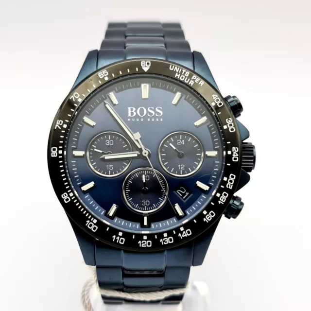 New Genuine Hugo Boss Hb1513758 Hero Sport Mens Watch Stainless Steel Blue Tone