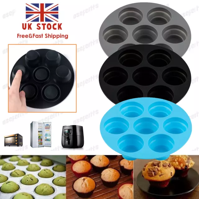 7 Silicone Muffin Mould Cup Cupcake Baking Pan Tray Cake Non Stick Mold Bakeware