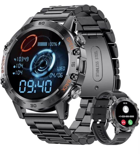 Military Smart Watch for Men 2023, Smart Watches with Bluetooth Voice Call Compa