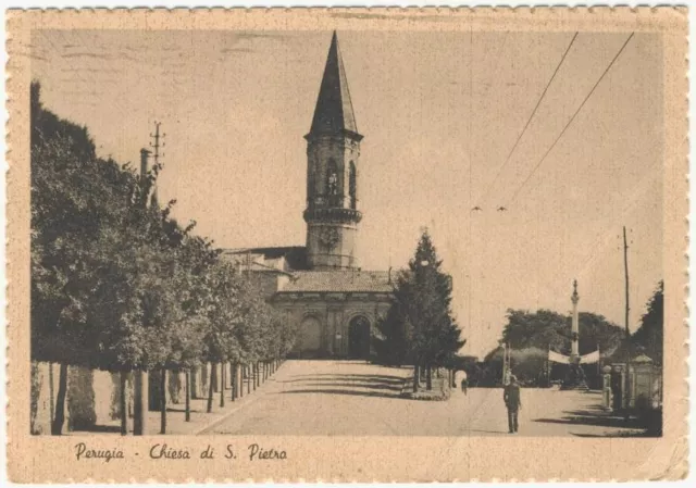 C092 PERUGIA - Chiesa di S. Pietro - Viaggiata 1949