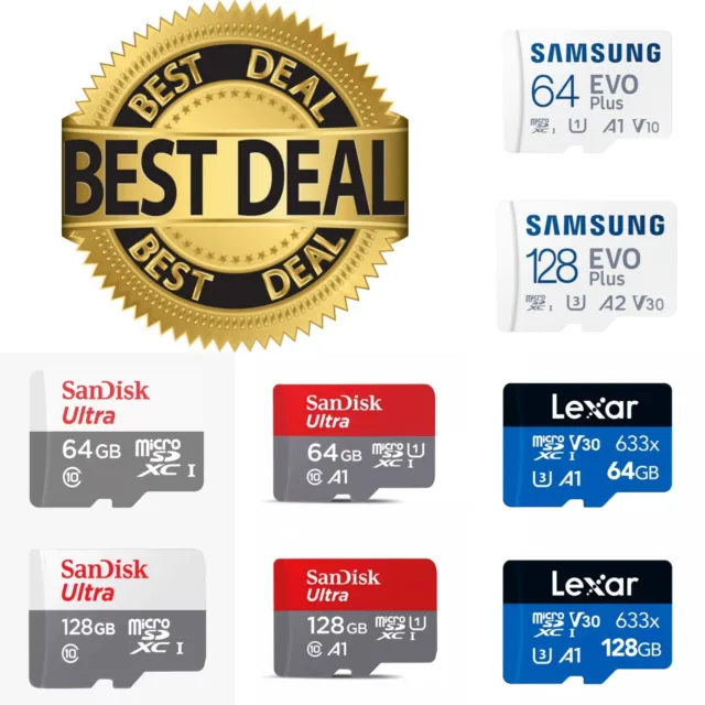 Samsung SanDisk Lexar Micro SD Speicherkarte 32GB 64GB 128GB Class10 4K UHS-I U3