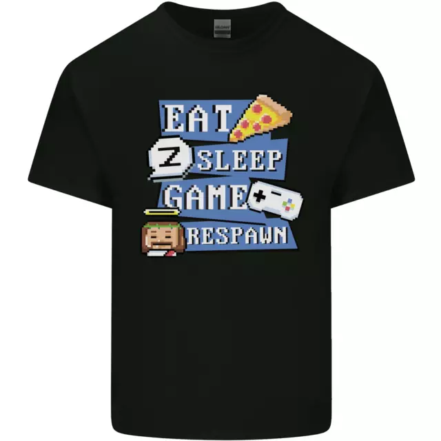 Gaming Eat Sleep Game Respawn Gamer Arcade Mens Cotton T-Shirt Tee Top