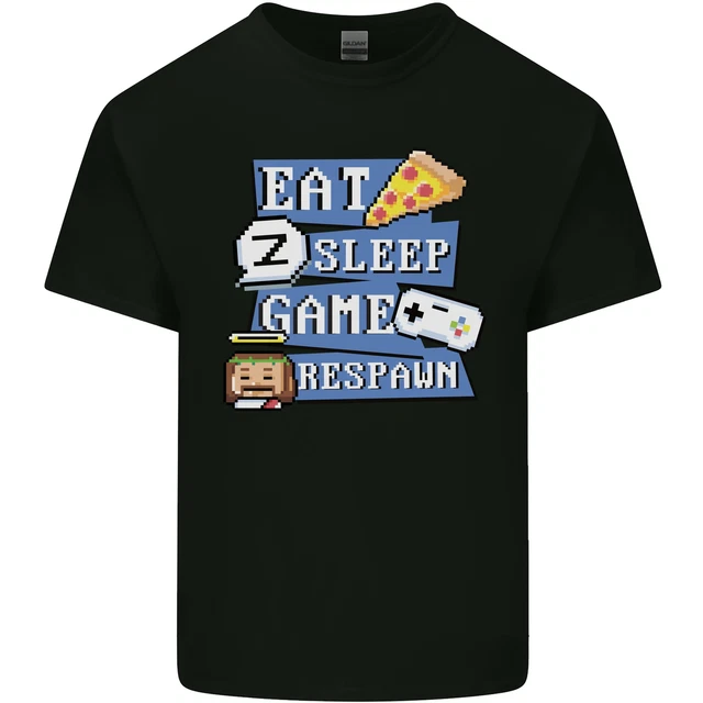 Gioco Eat Sleep Gioco Respawn Gamer Arcade Uomo Cotone T-Shirt