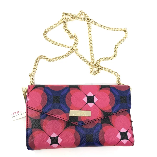 TRINA TURK Crossbody Purse Bag Navy Pink Faux Leather Chain NWT