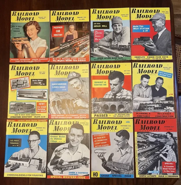 Railroad Model Craftsman Magazine Complete Year 1955 Vintage Train - Lot Of 12