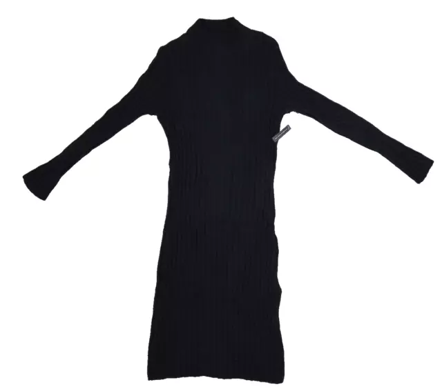 BP Womens Black Mock Neck Side Slit Ribbed Knit Long Sleeve Sweater Dress S