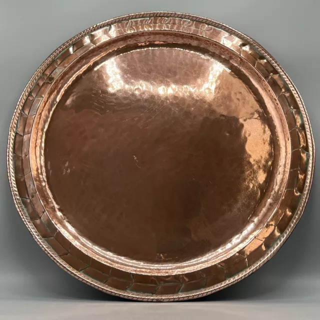 Antique Copper Tray Charger LARGE Round Arts & Crafts Victorian Edwardian WALLIS