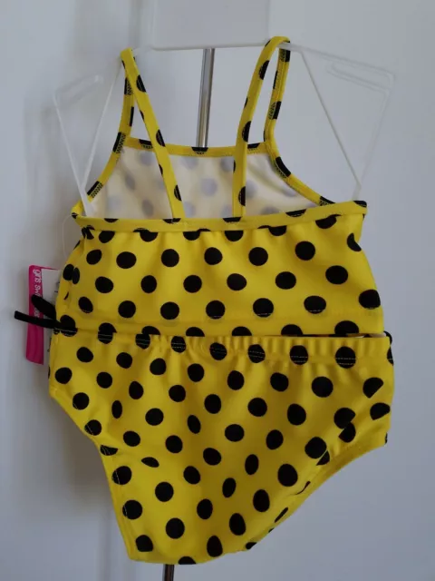 Sol Swim Toddler Girls 2 Piece Polka Dot Bathing Swimsuit Yellow & Black Size 2T 3