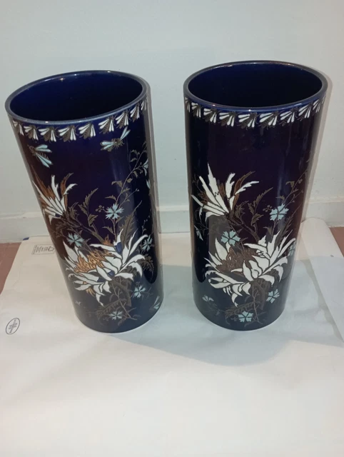 Paire De Vase Rouleau Lunéville Décor Fleurs En Excellente État