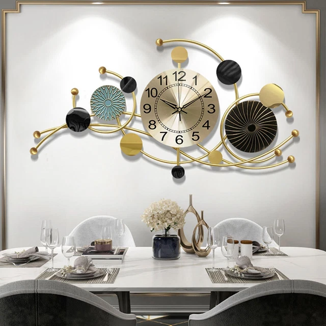 Style européen grande horloge murale cadran en métal rond silencieux balayage