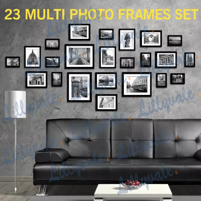 26PCs Family Home Decor Wall Mount Multi Picture Collage Photos Black Frames