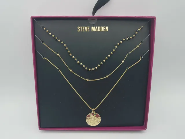Steve Madden Set Of 3 Necklaces Gold Tone in Gift Box