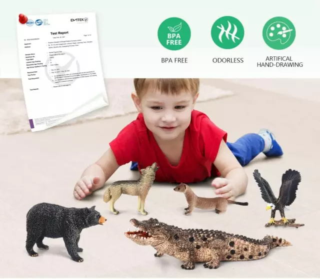 Safari Animal Figurines Toys 7PCS North America Figures Zoo Pack for Toddlers Ki 3