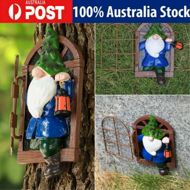 Elf Out The Door Tree Hugger Fairy Garden Gnome Statue Decorations Ornament