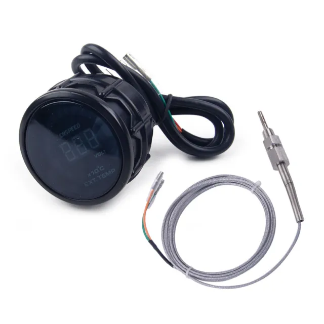 Qiilu Wassertemperaturanzeige, digitale LED-Wassertemperaturanzeige  Temperaturanzeige mit Sensor 52 mm 20-150 ° C für 12V Auto