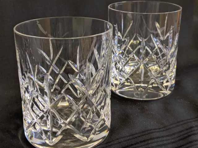 Pair Large Crystal Whisky Tumbler Glasses