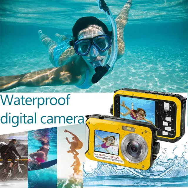 Unterwasser-Digitalkamera - Zwei Bildschirme Full HD 2.7K 48MP LCD Displays
