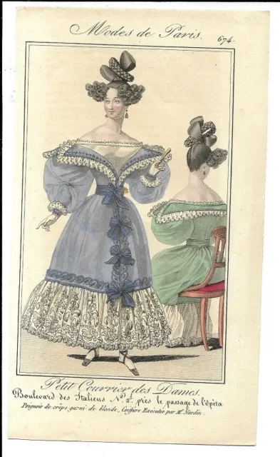 Petit Courrier Des Dames   Modes De Paris   Regency Fashion Plate  1829  674