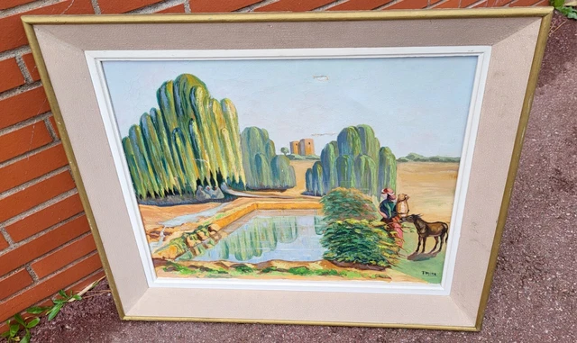 Huile Sur Panneau : Paysage Campagnard Par Géo Lefèvre