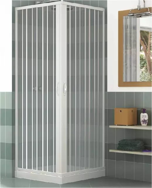 Mampara de ducha PVC abertura angular 2 puertas plegables cuadrado rectangular