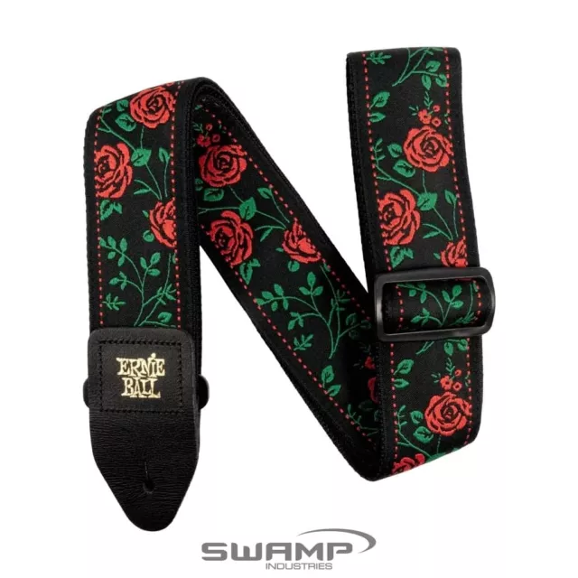 Ernie Ball 5318 Spanish Rose Jacquard Guitar Strap Polypro Leather Ends EB Logo