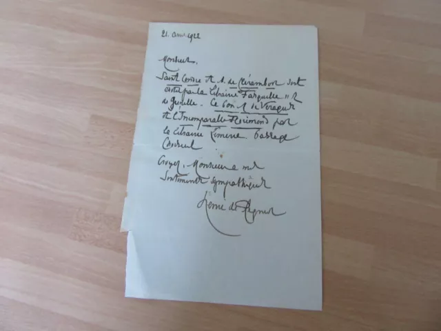 Henri De Regnier Carta Autógrafo 1922