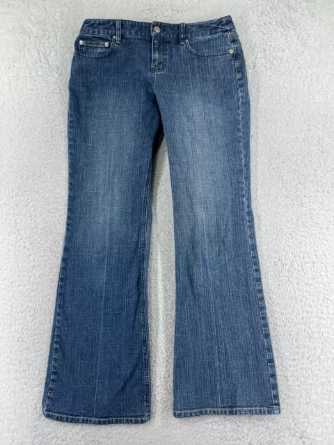 Ann Taylor Loft Pants Womens 4 Blue Denim Jeans Flare Leg Cotton Spandex Blend