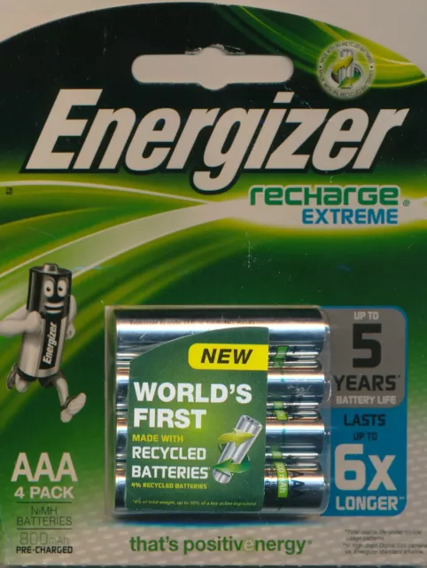 Energizer AAA 4-pack Recharge Extreme Rechargeable Batteries 1.2V 800mAh NiMH