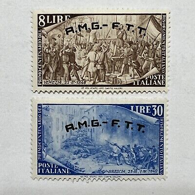 Rare 1948 Trieste Amg Ftt Italy Overprint Stamps #22 #27 Zone A, Mint Mh Og