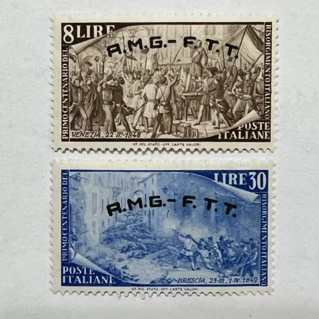 Rare 1948 Trieste Amg Ftt Italy Overprint Stamps #22 #27 Zone A, Mint Mh Og