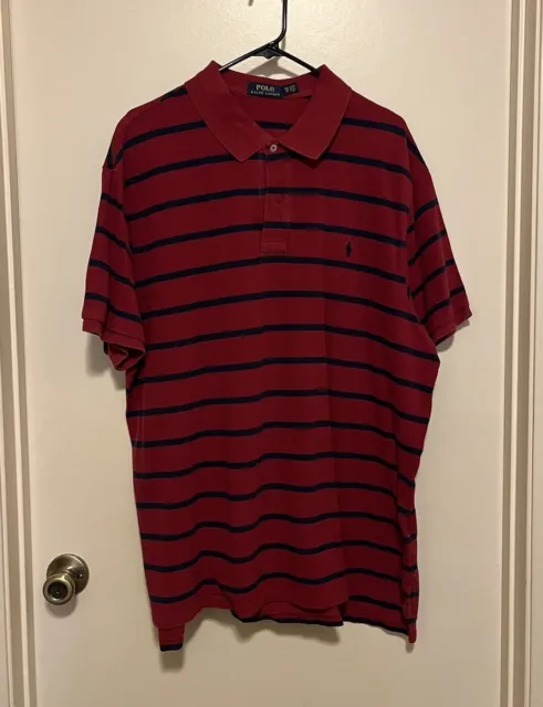 Ralph Lauren Men’s Striped Burgundy And Navy Polo shirt 2XB