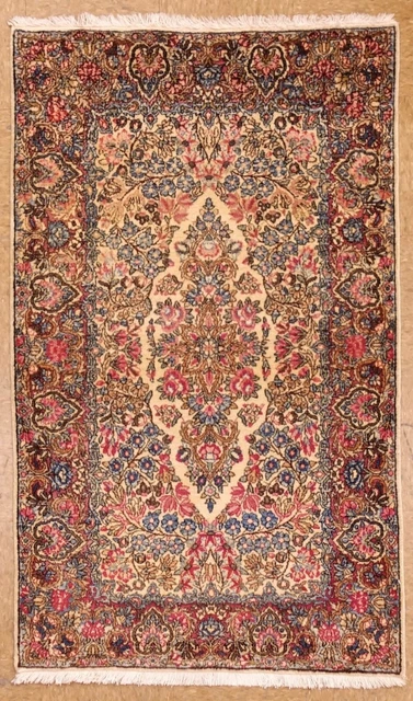 Hand Knotted Lavar Kirman Ivory Red Wool Oriental Area Rug Carpet 2'8" x 4'8" Hand Knotted Lavar Kirman Ivory Red Wool Oriental Area Rug Carpet 2'8" x 4'8"