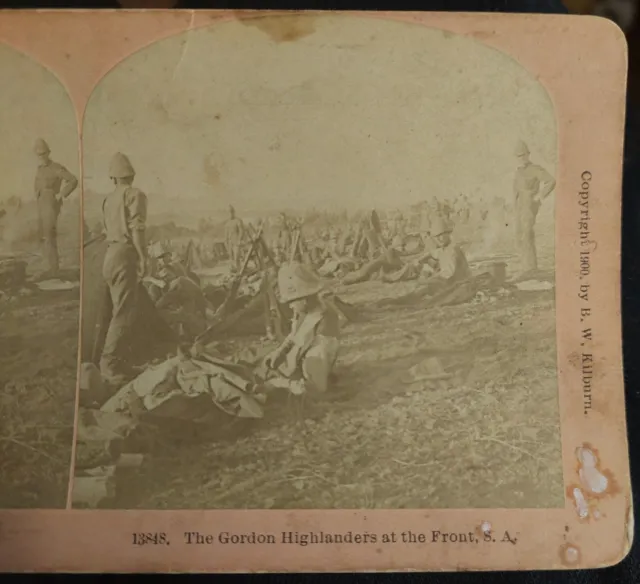Antique Stereoview The Gordon Highlanders At The Front S.A. 1900 Davis Kilburn 2