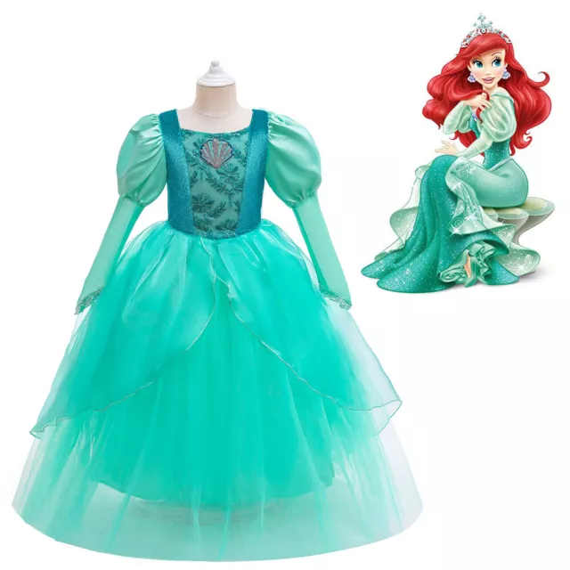 Kids The Little Mermaid Cosplay Gown Ariel Costume Girls Princess Dress Gift