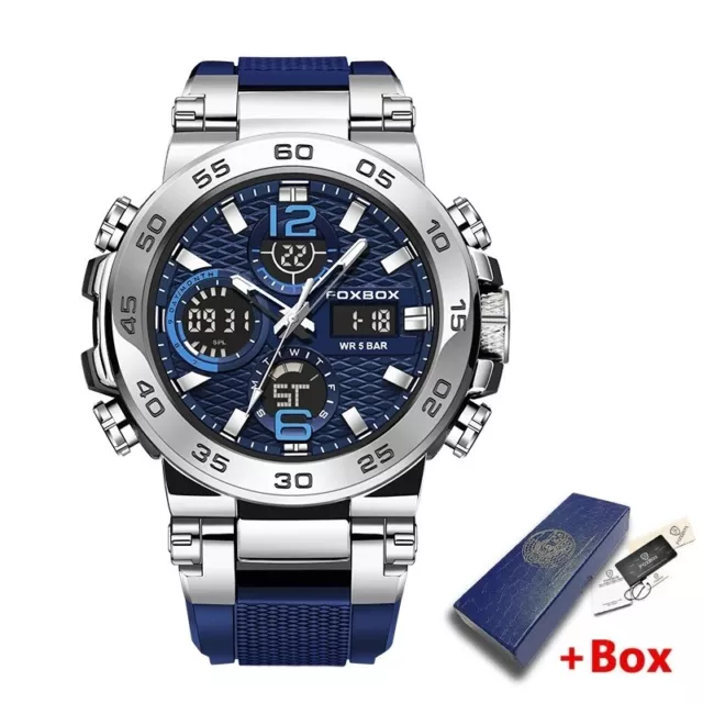 Mens Sports Diver Wristwatch Digital Analog Waterproof Quartz LED Luxury Watches