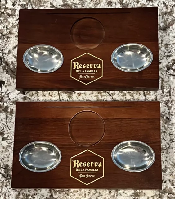 RARE Jose Cuervo Reserva De La Familia Tequila Wood Tasting Serving Tray Set!!!