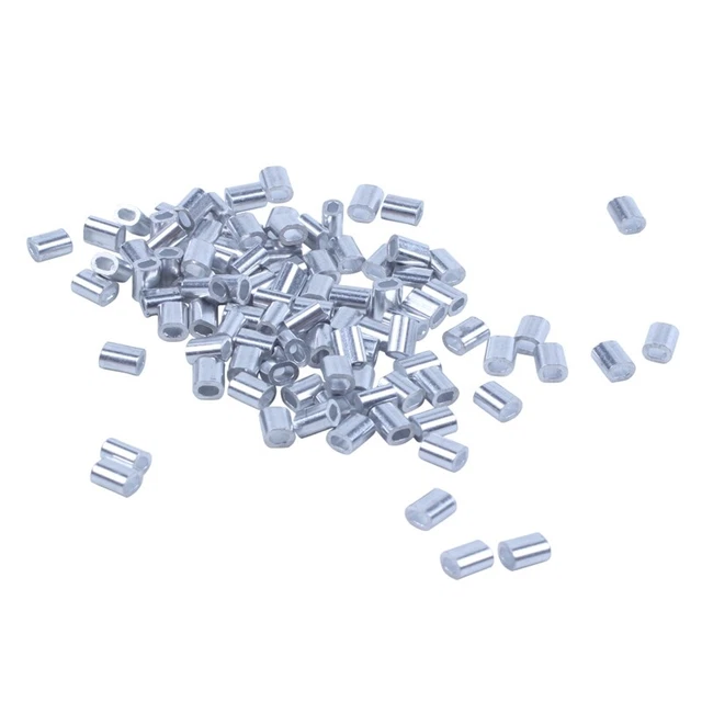 100 Pcs 1mm Steel Wire Rope Aluminum Ferrules Sleeves Silver Tone J5H9H9