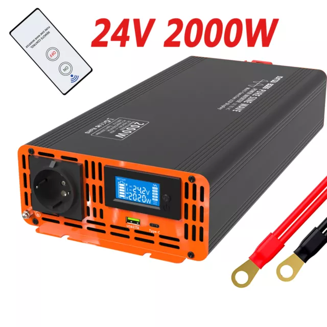 Reiner Sinus Wechselrichter 24V 230V spannungwandler 2000W 4000W Inverter USB-C