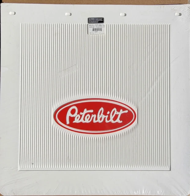 Peterbilt OEM White Mud Flap Pair with Red Logo 24" x 24"  1184W  Original