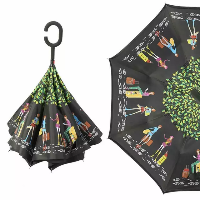 Parapluie Inversé ouverture automatique , avec anse C mains libre avec housse